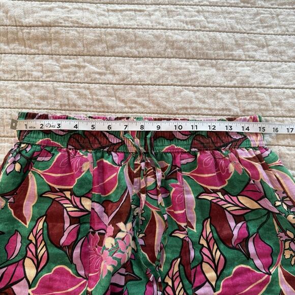 100% Linen Palazzo Pant Sz MED 30x28 Tropical Floral Vibrant Flowy Art To Wear - Picture 9 of 13